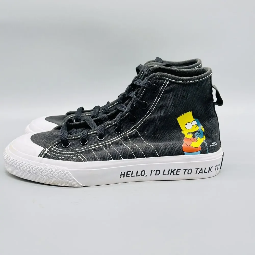 Adidas Nizza Shoes Mens 5 Simpsons Bart Moe Collection Black High Top Sneakers
